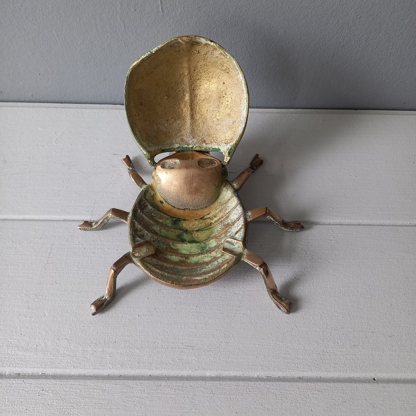 Vintage brass ladybug ashtray, ladybird ornament