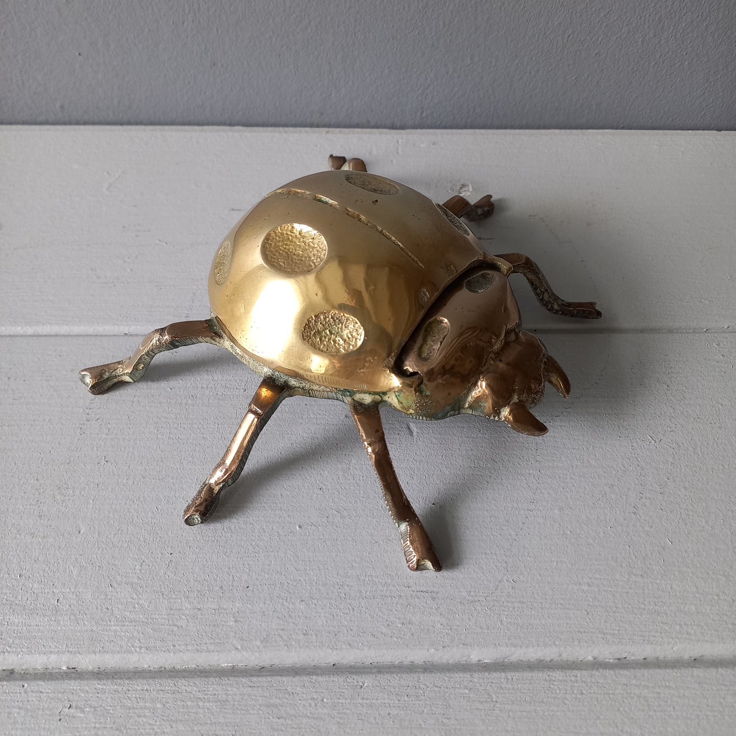 Vintage brass ladybug ashtray, ladybird ornament