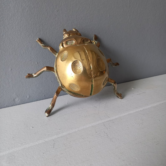 Vintage brass ladybug ashtray, ladybird ornament