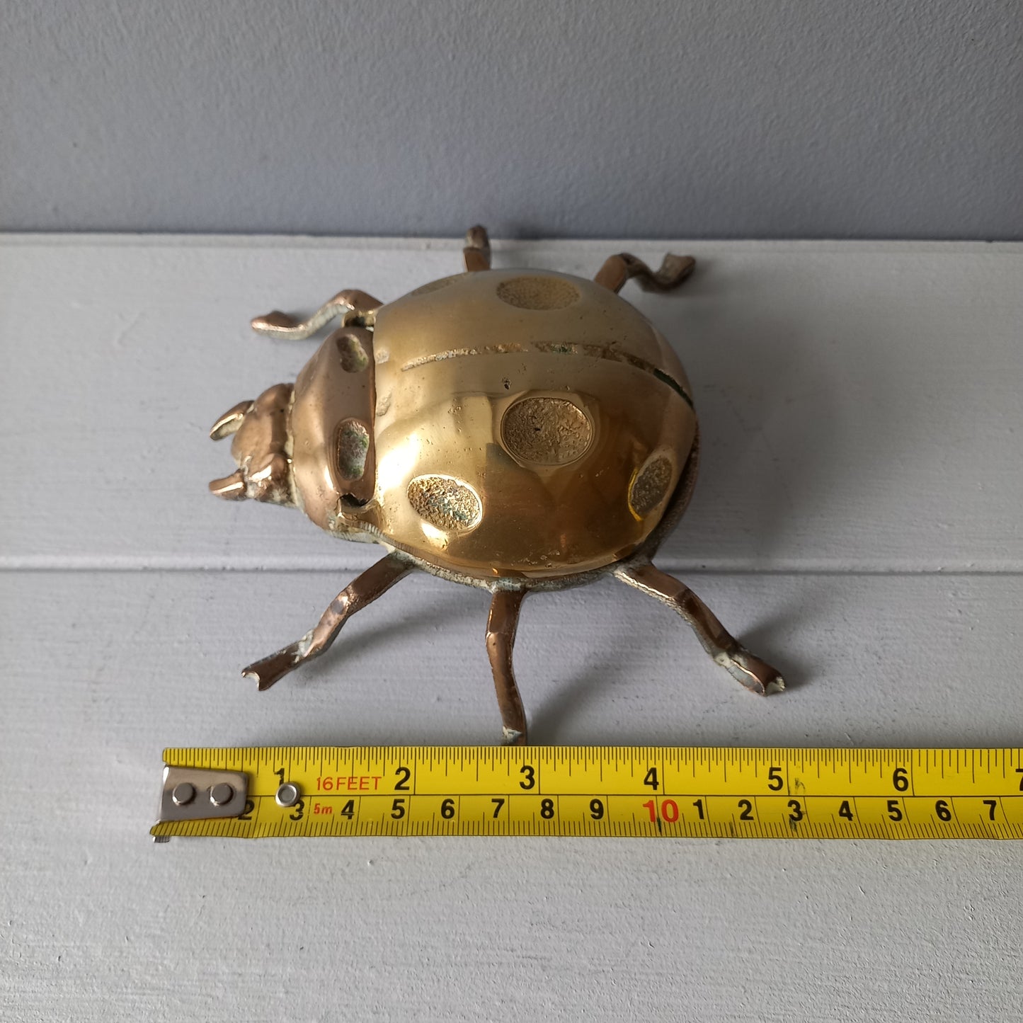 Vintage brass ladybug ashtray, ladybird ornament