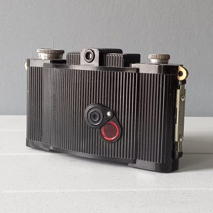 Mid-century camera with bakelite body and art deco styling from France, Ultra Fex vintage camera