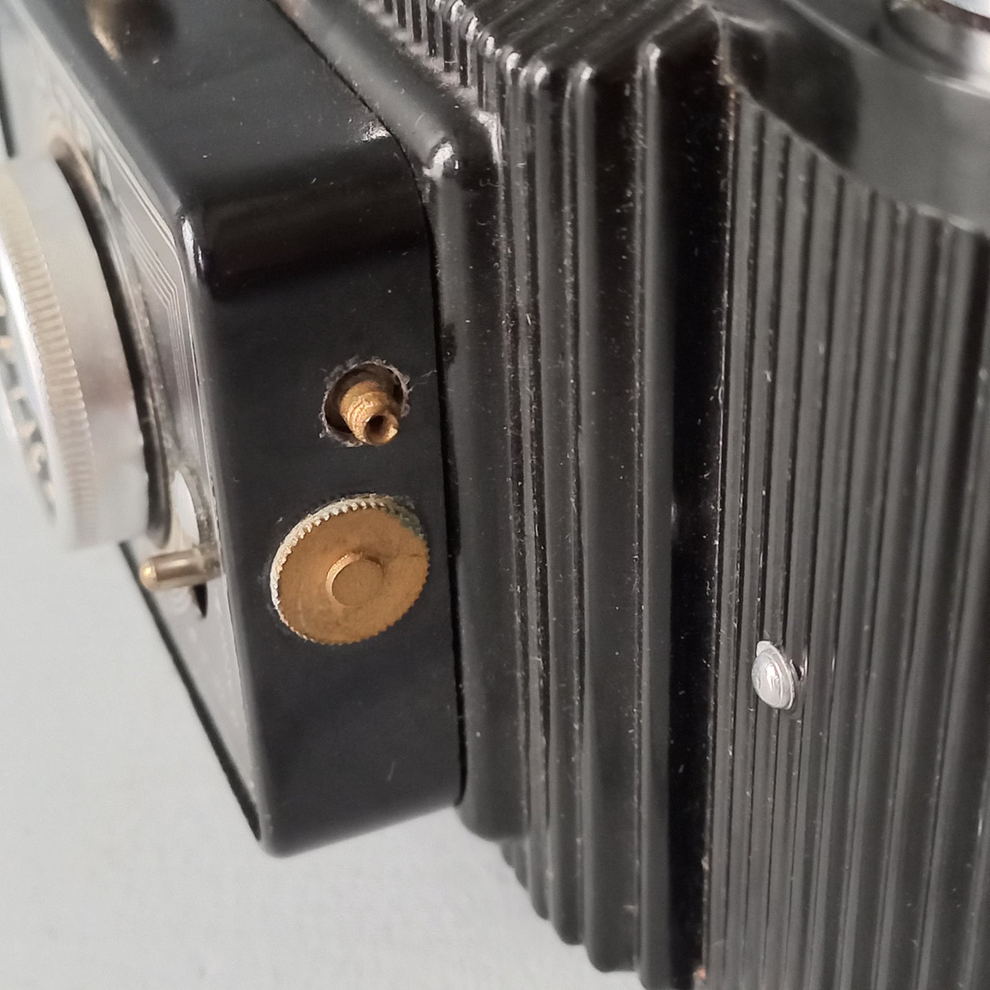 Mid-century camera with bakelite body and art deco styling from France, Ultra Fex vintage camera