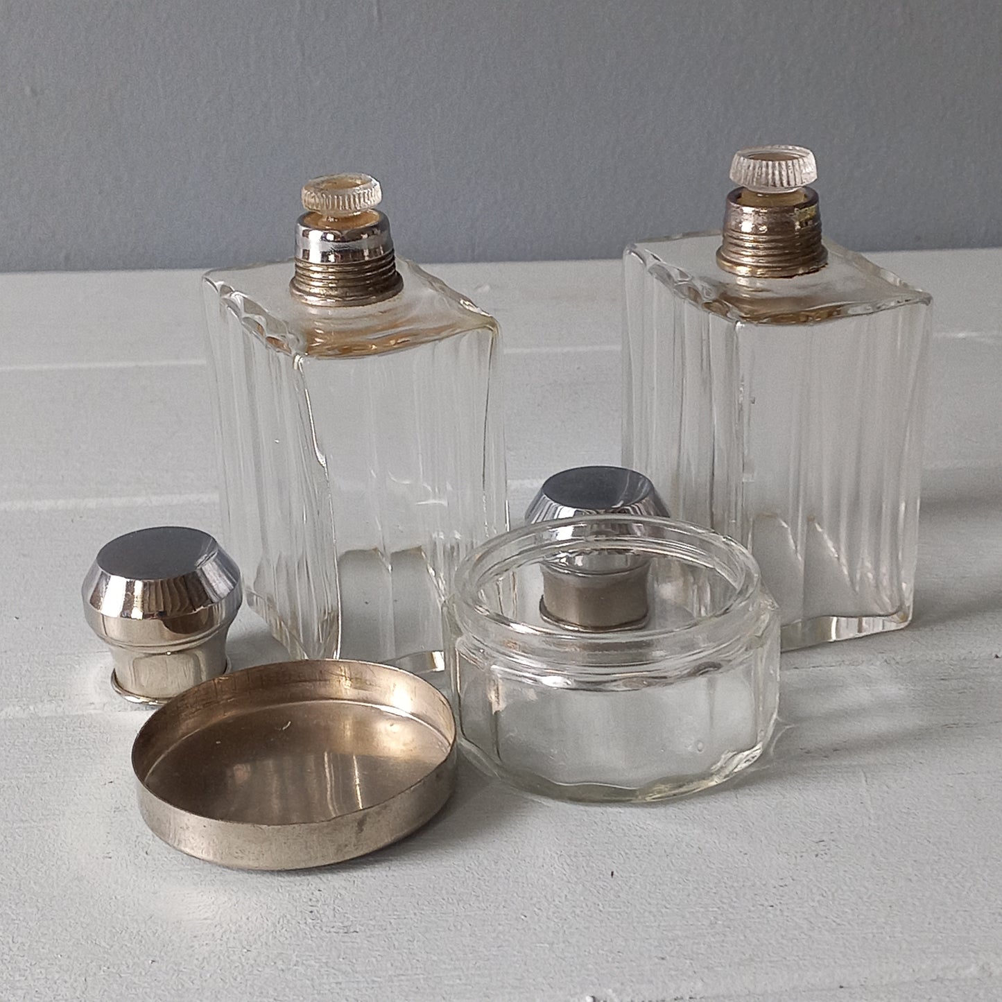 Vintage glass scent or perfume bottles, french decorative perfume bottles