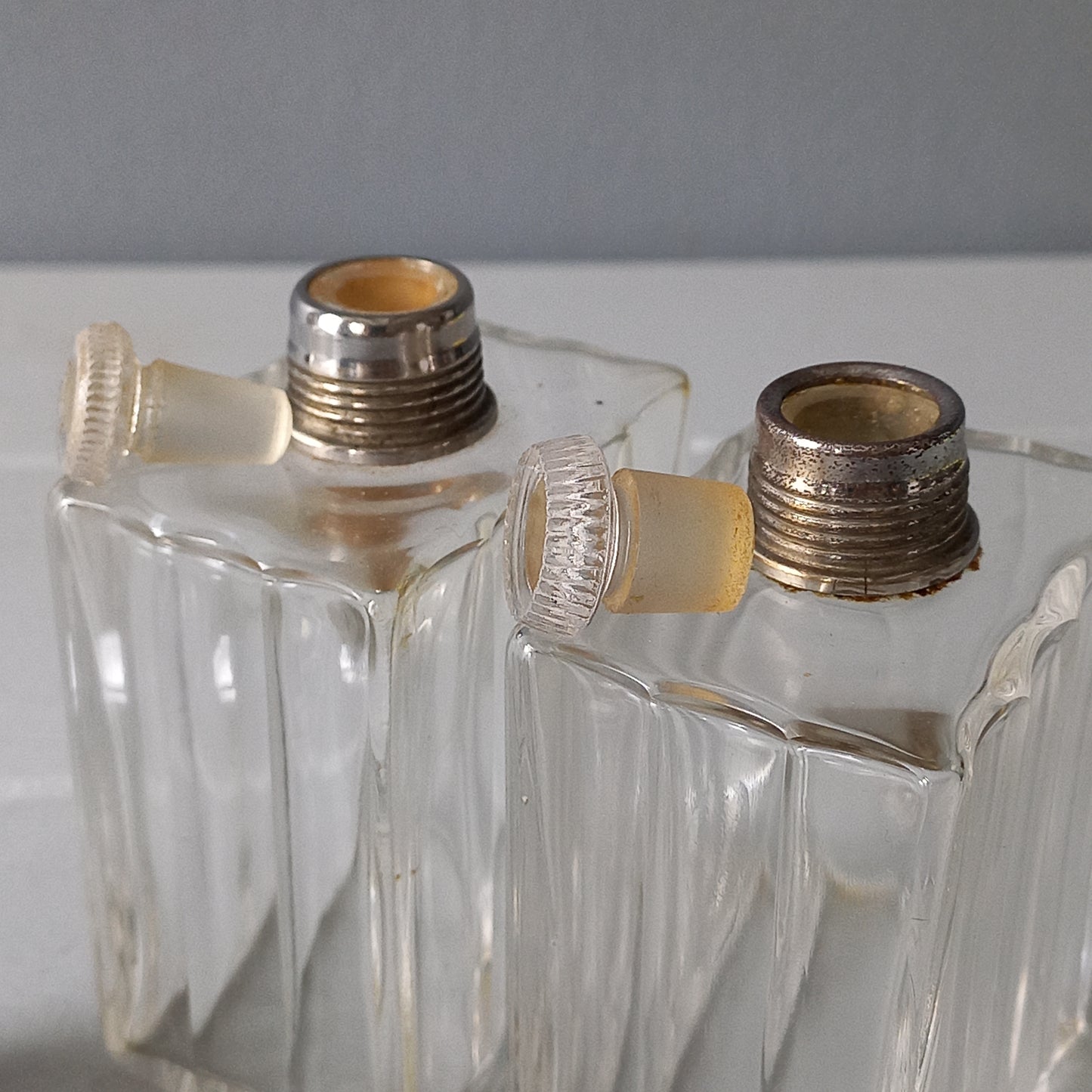 Vintage glass scent or perfume bottles, french decorative perfume bottles