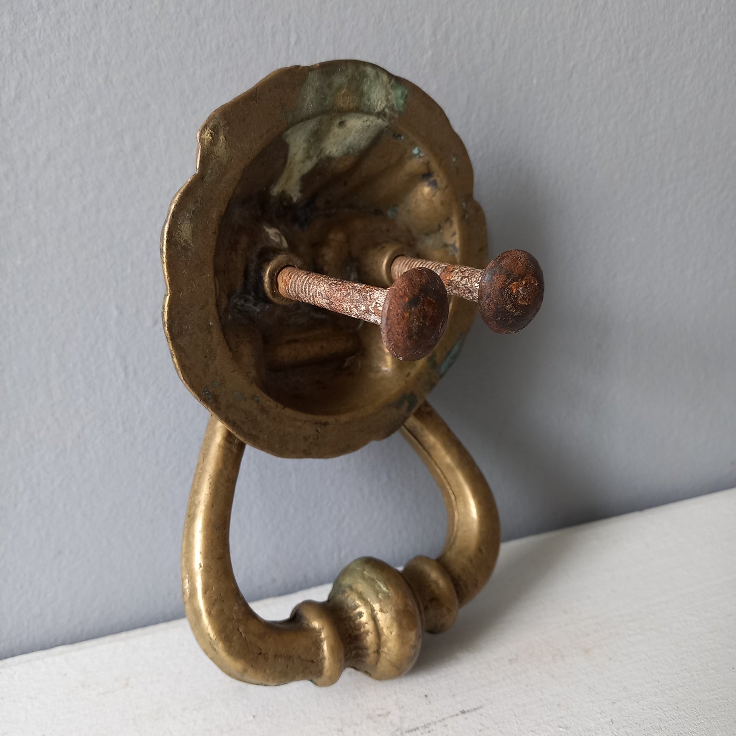 French vintage brass lion door knocker, original antique door decor