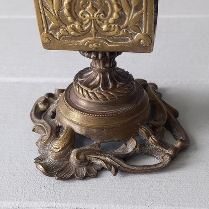 Brass antique matchbox holder, bronze desk decor