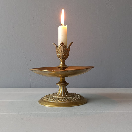 French vintage brass candle holder, decorative candle stick holder