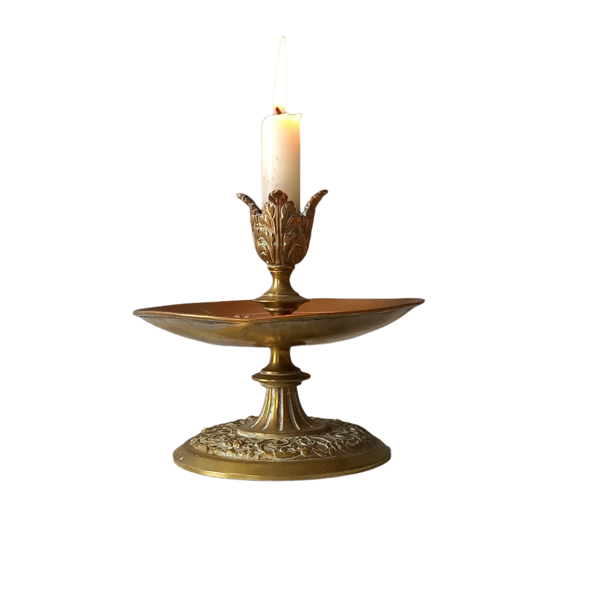 Bougeoir vintage en laiton français, bougeoir décoratif