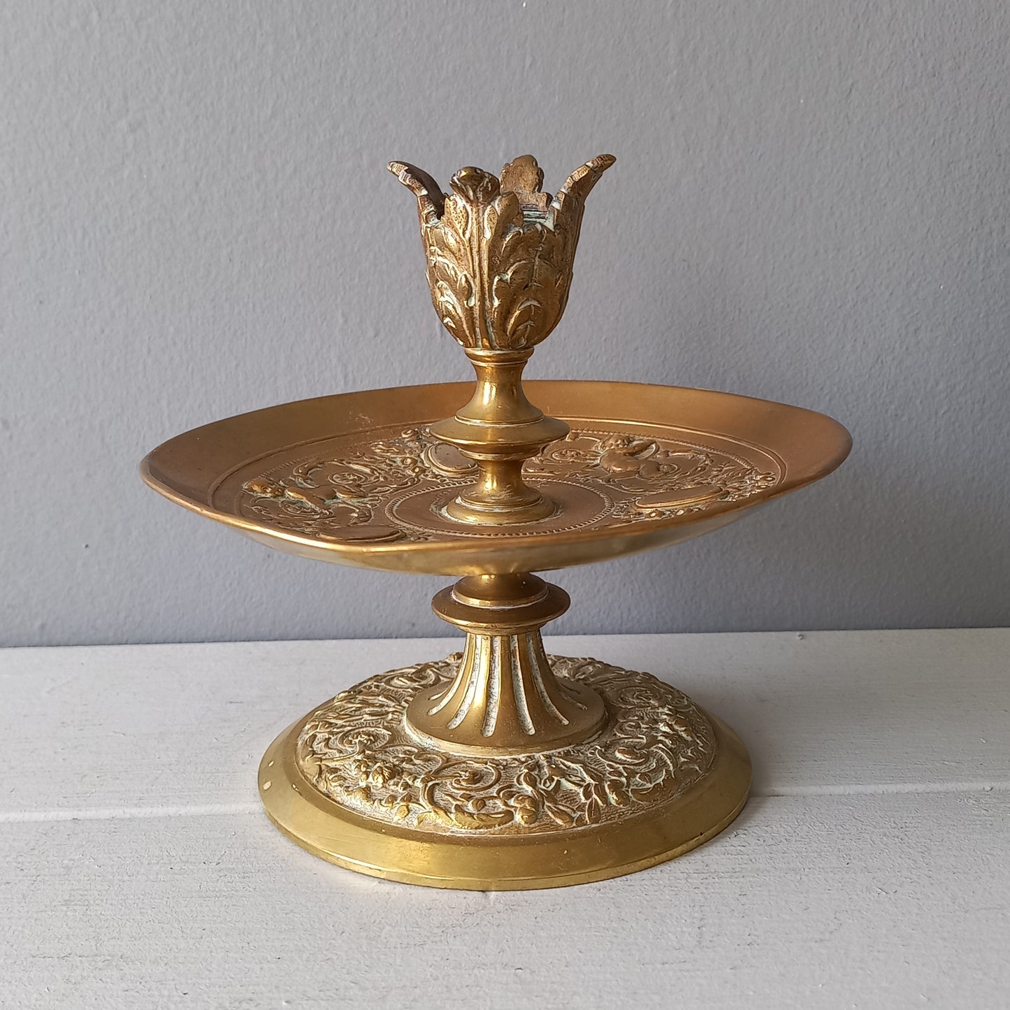 French vintage brass candle holder, decorative candle stick holder