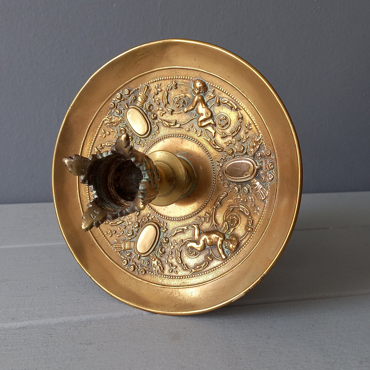 Bougeoir vintage en laiton français, bougeoir décoratif