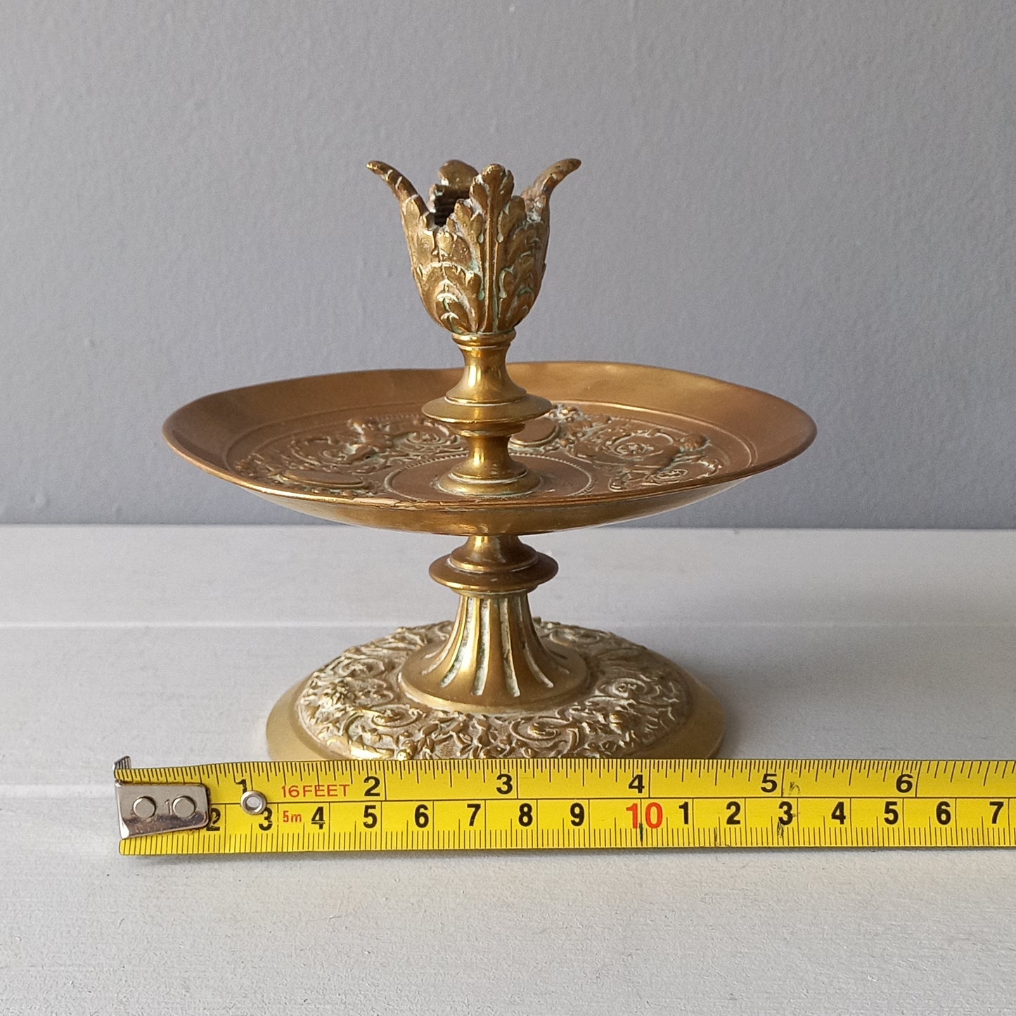 French vintage brass candle holder, decorative candle stick holder