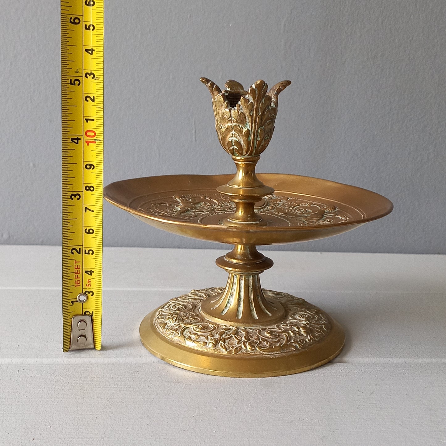 French vintage brass candle holder, decorative candle stick holder