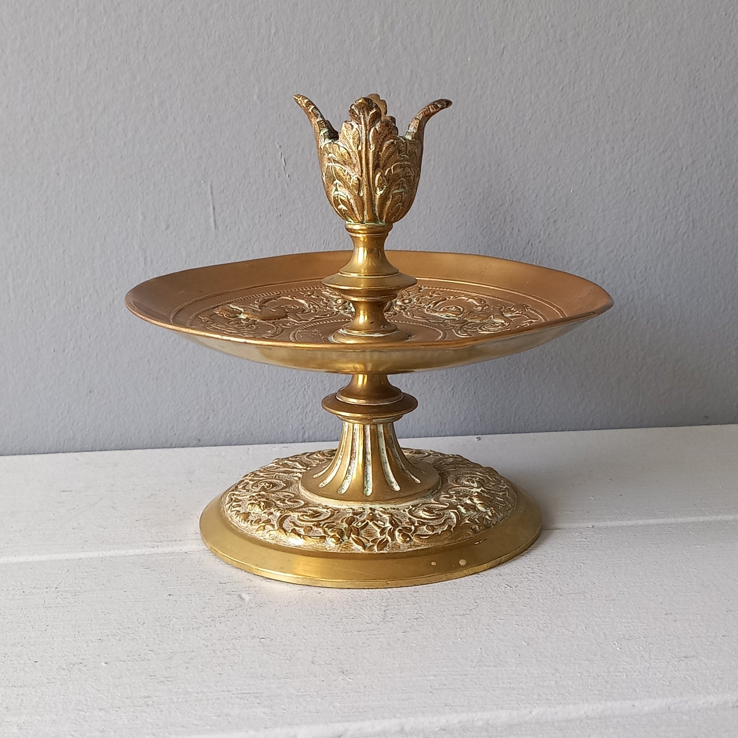 French vintage brass candle holder, decorative candle stick holder