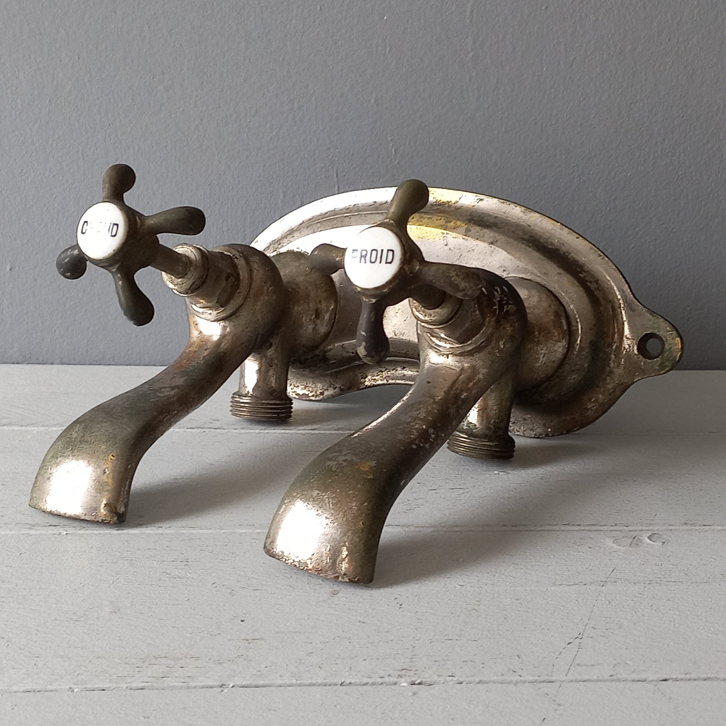 French vintage hot and cold faucet taps for restoration