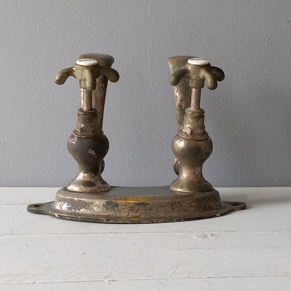 French vintage hot and cold faucet taps for restoration