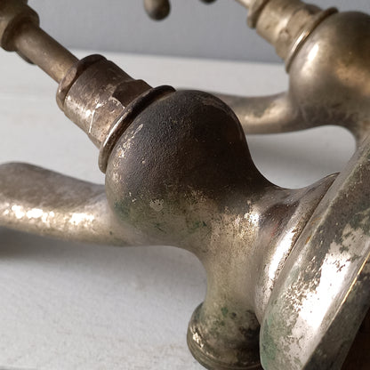 French vintage hot and cold faucet taps for restoration