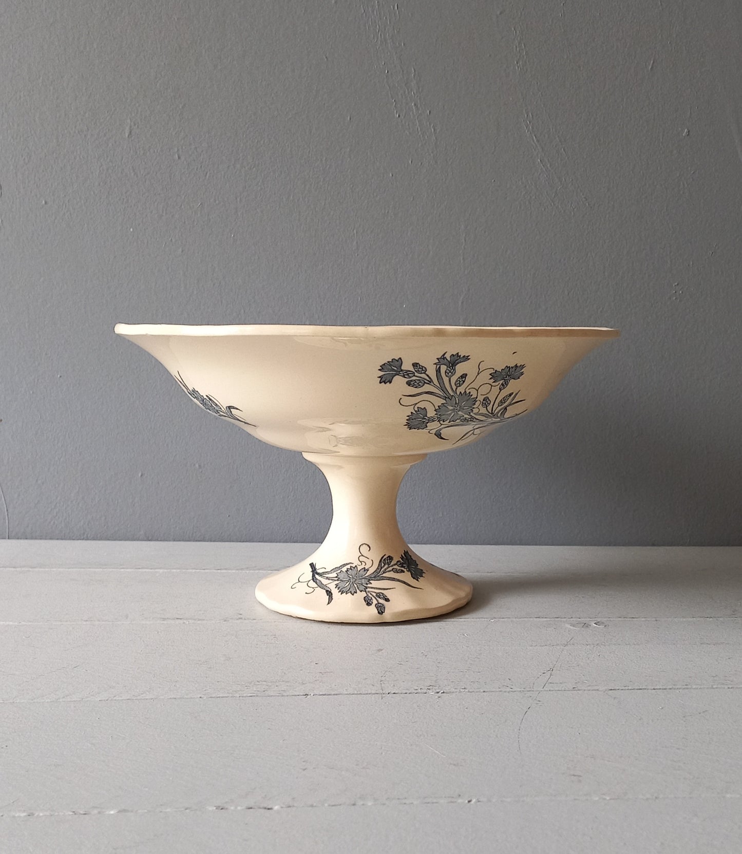 Antique ironstone compote footed dish, footed fruit bowl, french compotier