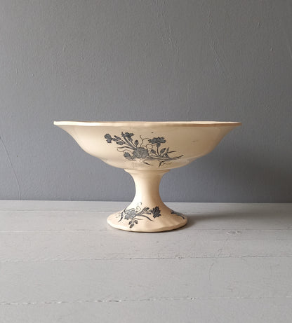 Antique ironstone compote footed dish, footed fruit bowl, french compotier