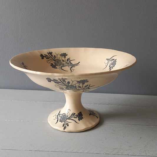 Antique ironstone compote footed dish, footed fruit bowl, french compotier