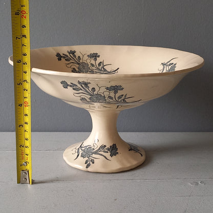 Antique ironstone compote footed dish, footed fruit bowl, french compotier