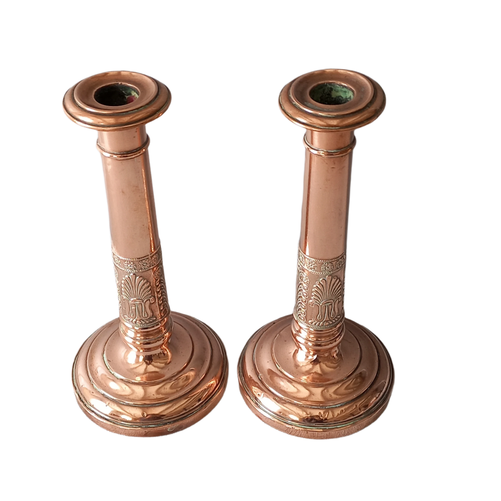 Bougeoirs anciens en cuivre, Bougeoirs français Art nouveau