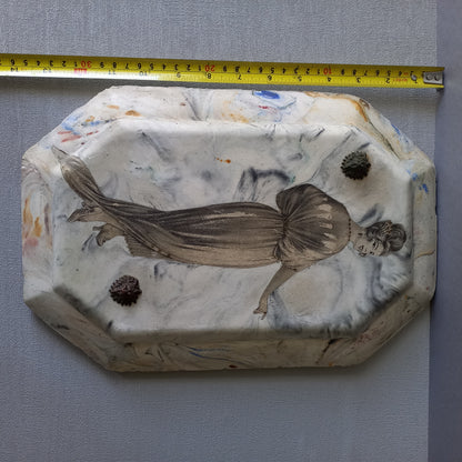 Vintage Art Nouveau Wall Art Woman in Period Dress with Hand-Painted Details