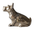 A fabulous French art deco metal terrier dog money box/coin storage box complete with a little padlock and key which still work. 

This unique piece of history was purchased in south west France and we can only imagine who once owned it and what they might have saved their coins to buy.