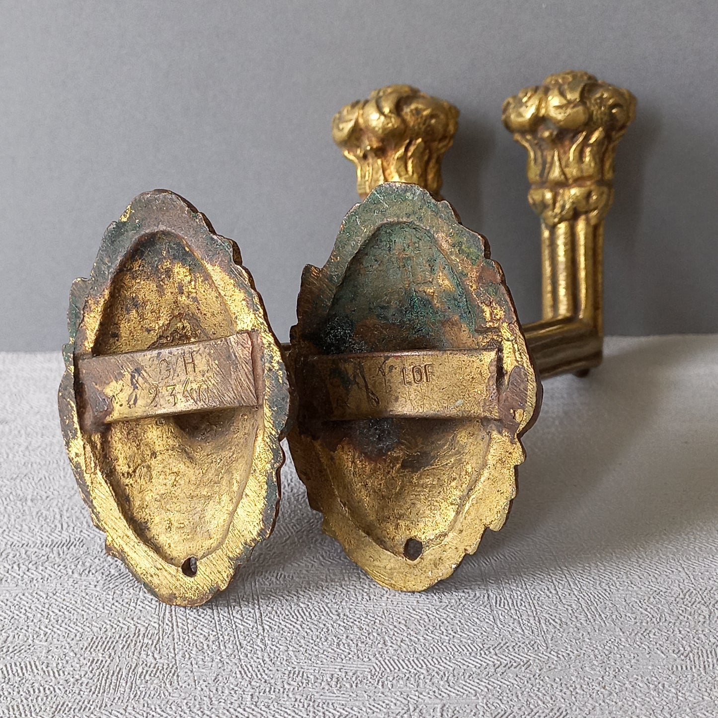 Antique brass curtain hold backs from France