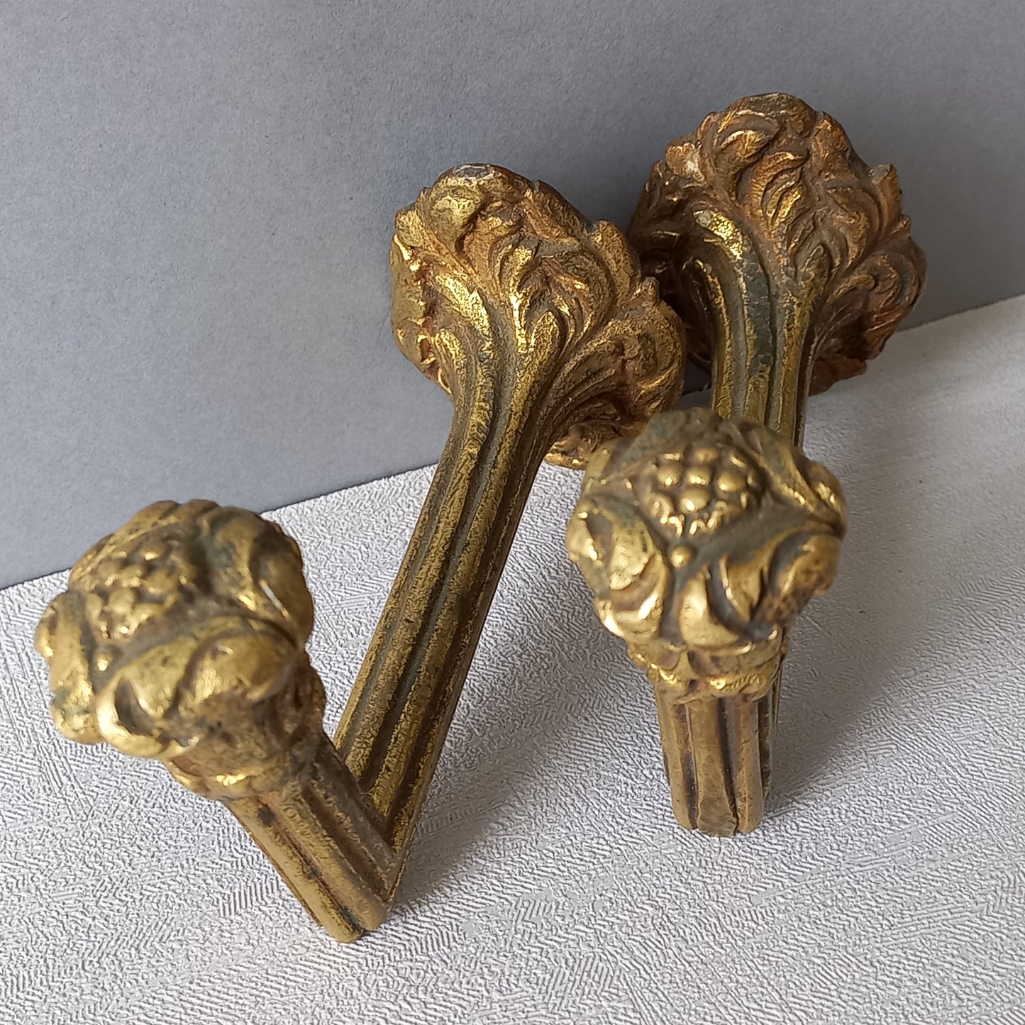 Antique brass curtain hold backs from France