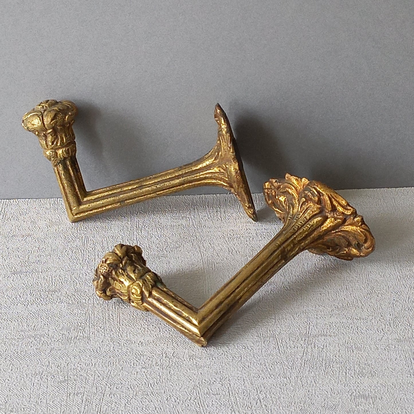 Antique brass curtain hold backs from France