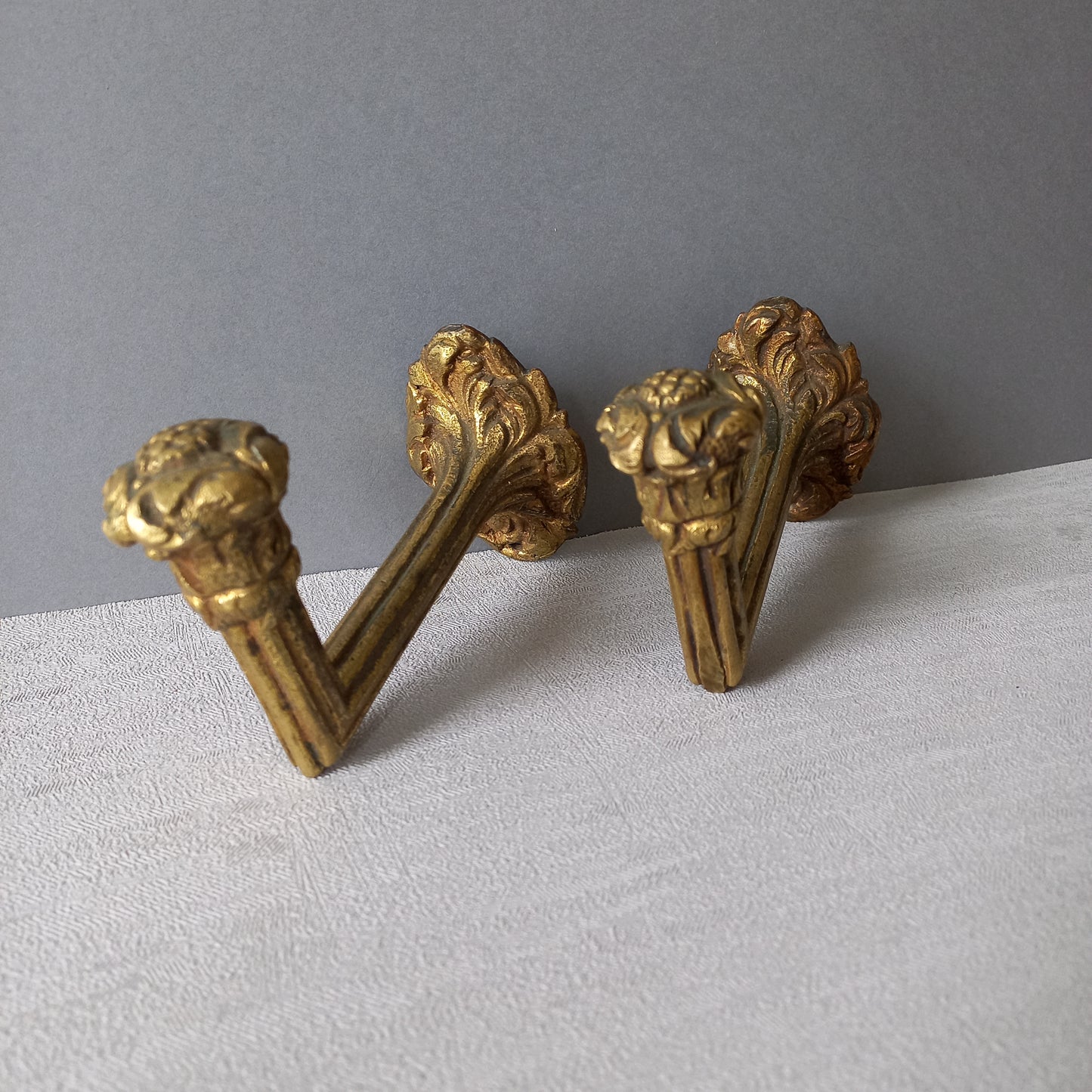 Antique brass curtain hold backs from France