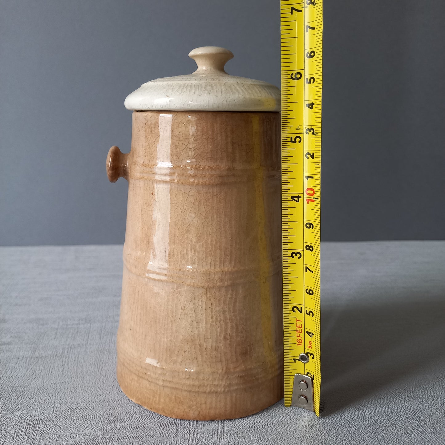 Pot à thé en terre cuite blanche teintée de France, petit vase ancien