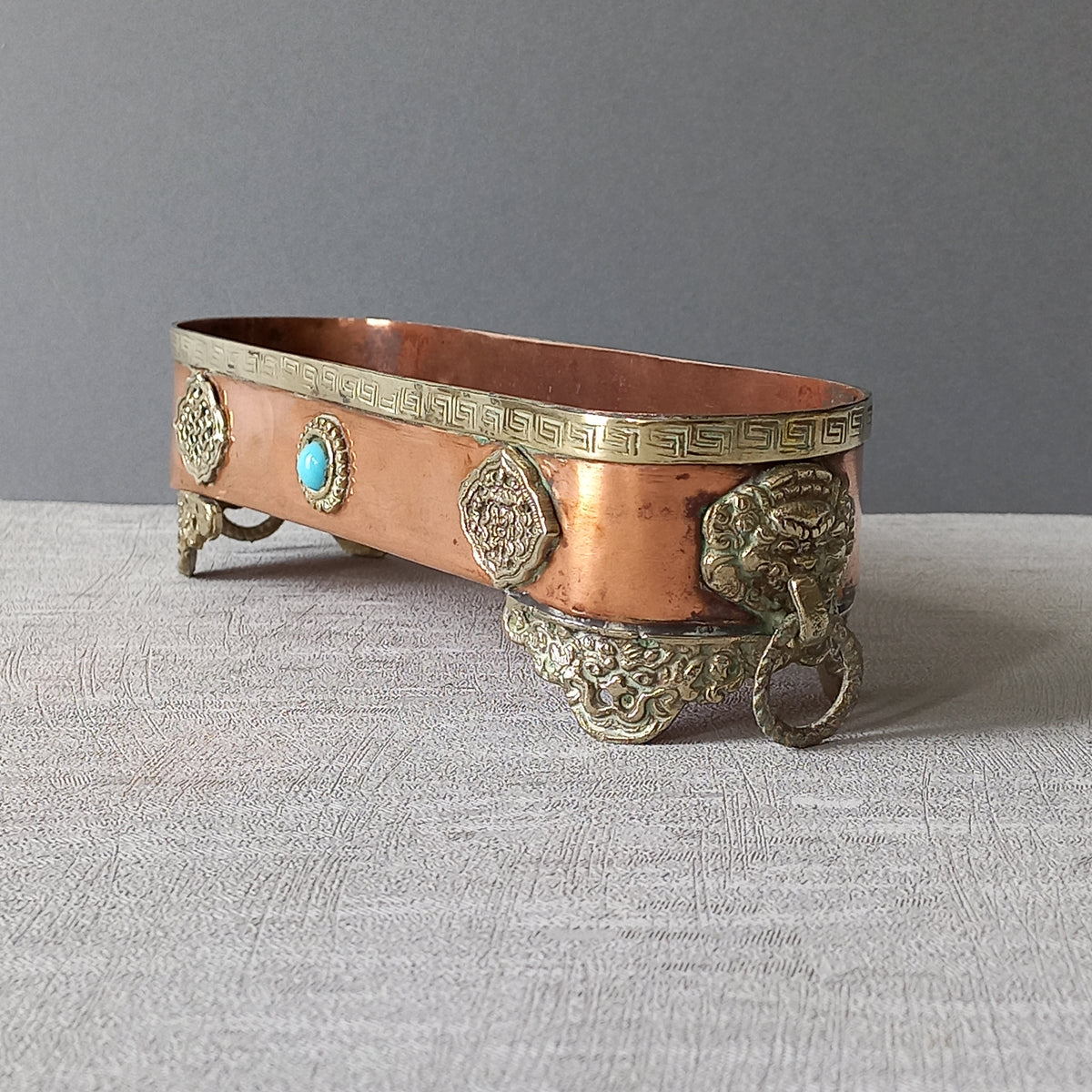 Petit plateau en cuivre vintage, plat à clés, plateau à pot-pourri