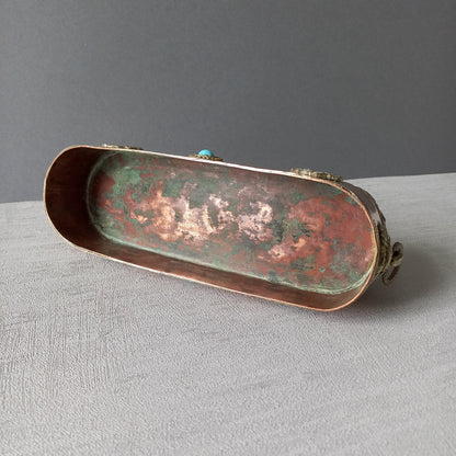 Small vintage copper tray, key dish, potpourri tray