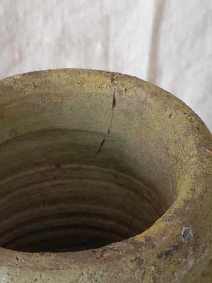 antique hand-made terracotta stoneware storage pot. With its ancient Greek inspired lines and rough texture it would make a absolutely beautiful piece of home decor in a rustic, farmhouse or country-inspired interior.