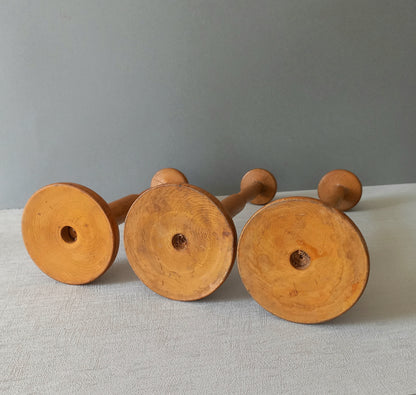 Three vintage wooden hat stands