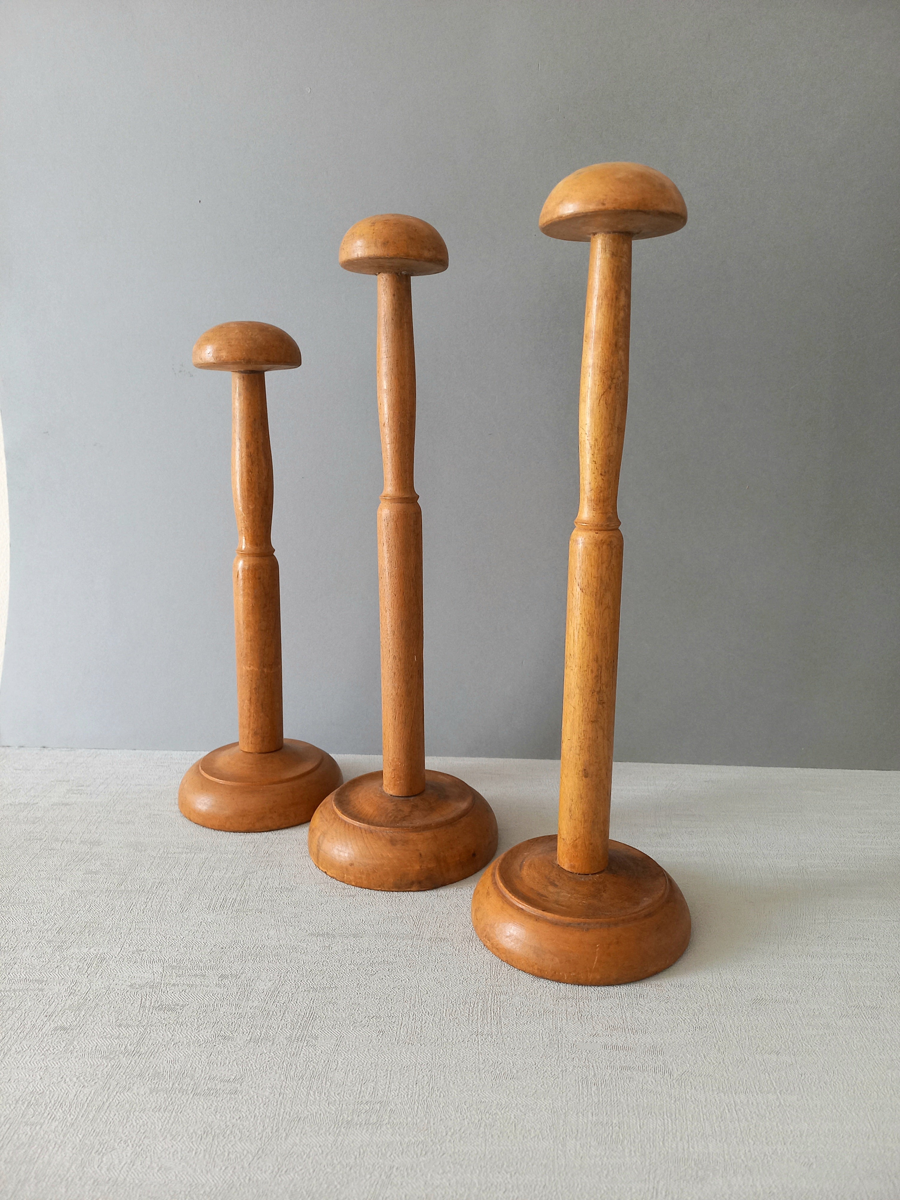 Collection of French Vintage Wooden Hat Display Stands – oldcatvintage