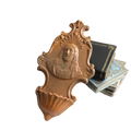 French antique glazed stoneware Holy Water font/stoup with Jesus Christ in relief.