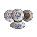 Antique Ironstone White Plates with Blue Floral Patterns