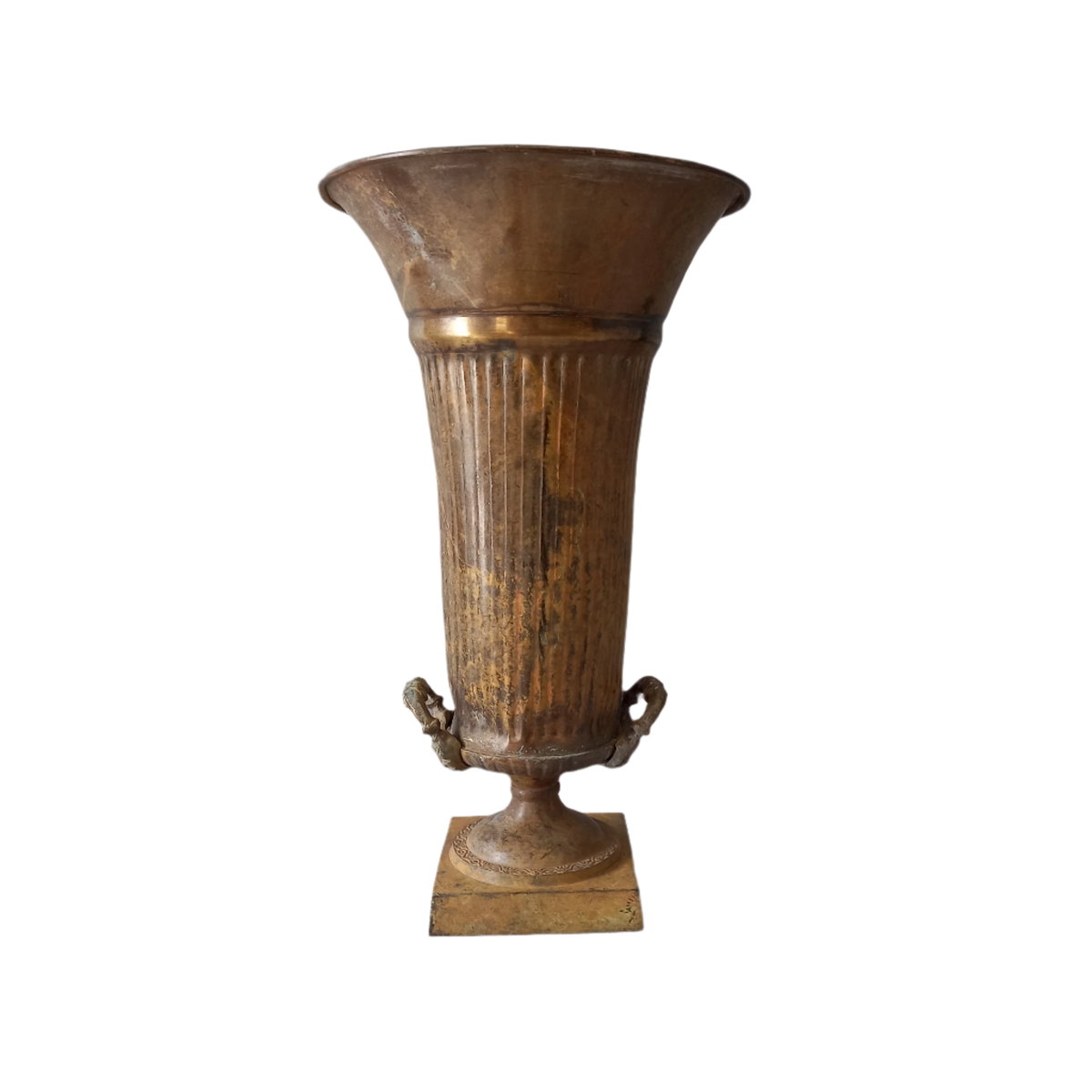 GRAND vase urne en métal art nouveau antique français, porte-parapluie décoratif