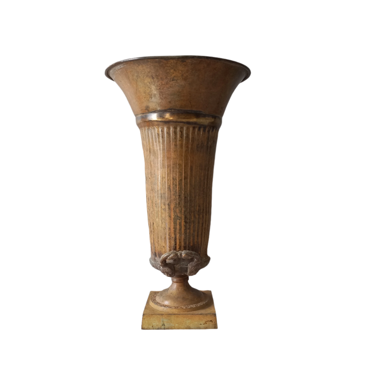 GRAND vase urne en métal art nouveau antique français, porte-parapluie décoratif