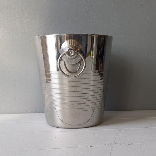 Vintage stainless steel champagne cooler by Letang Remy, ice bucket, bar decor, champagne bucket