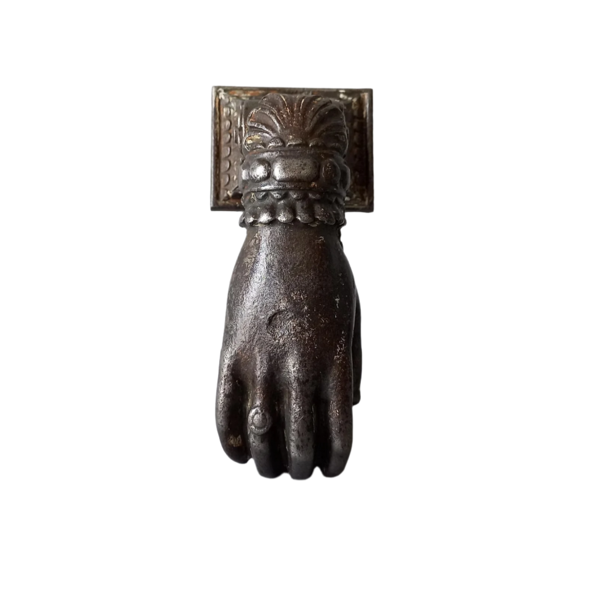 Heurtoir de porte ancien français en fonte, heurtoir de porte en forme de main de femme 