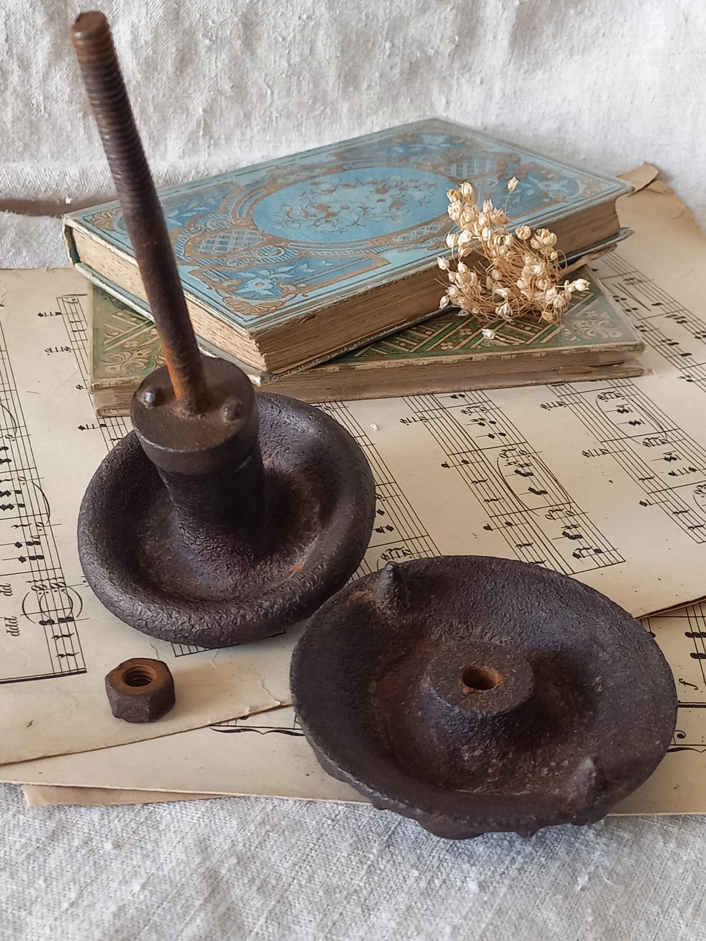 An original French antique decorative cast iron door pull, a heavy and beautiful piece of door decor which will make the finishing touch to your door.