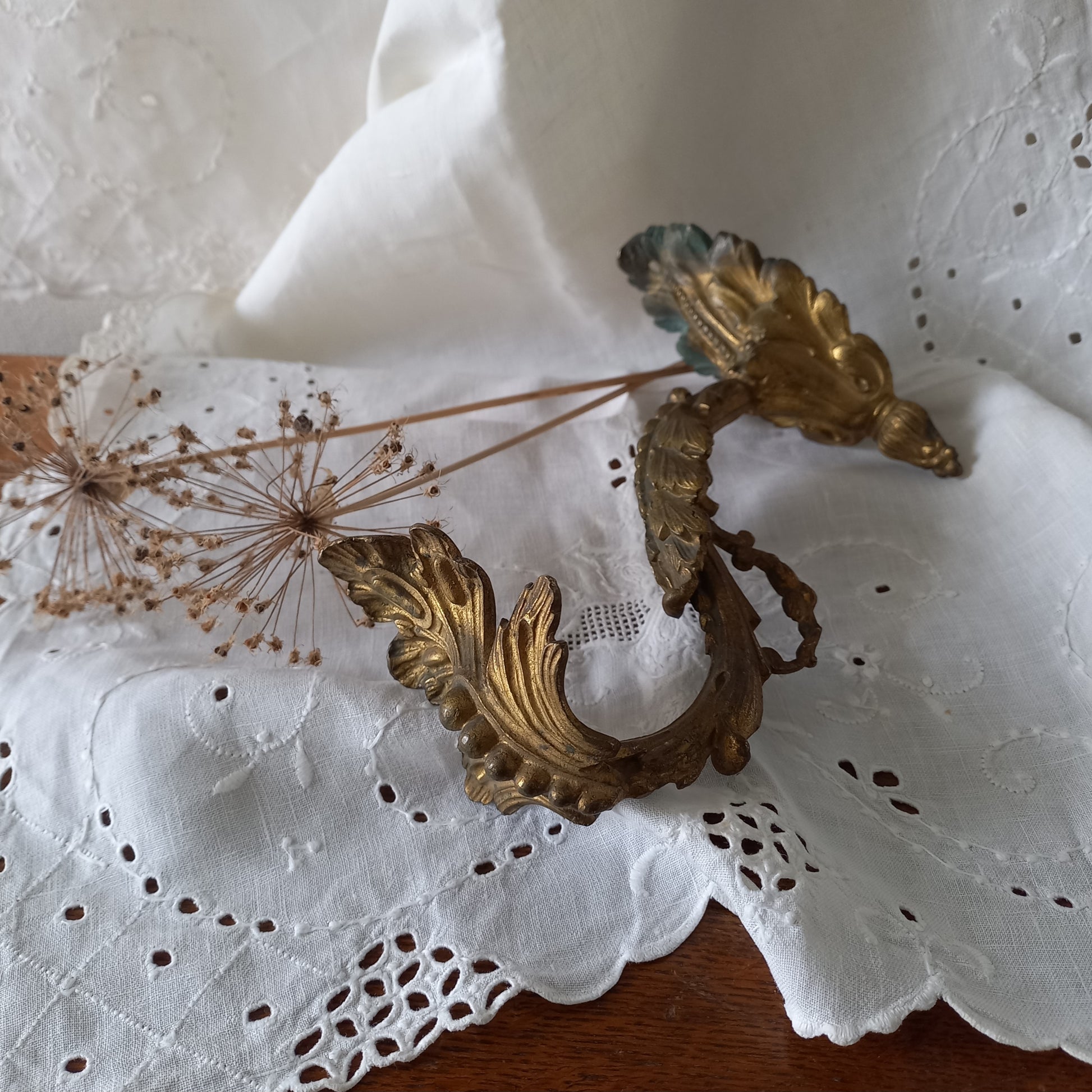 Decorative antique bronze curtain hold back