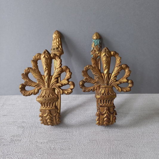 French antique decorative curtain hold backs or tie backs made from brass, bronze