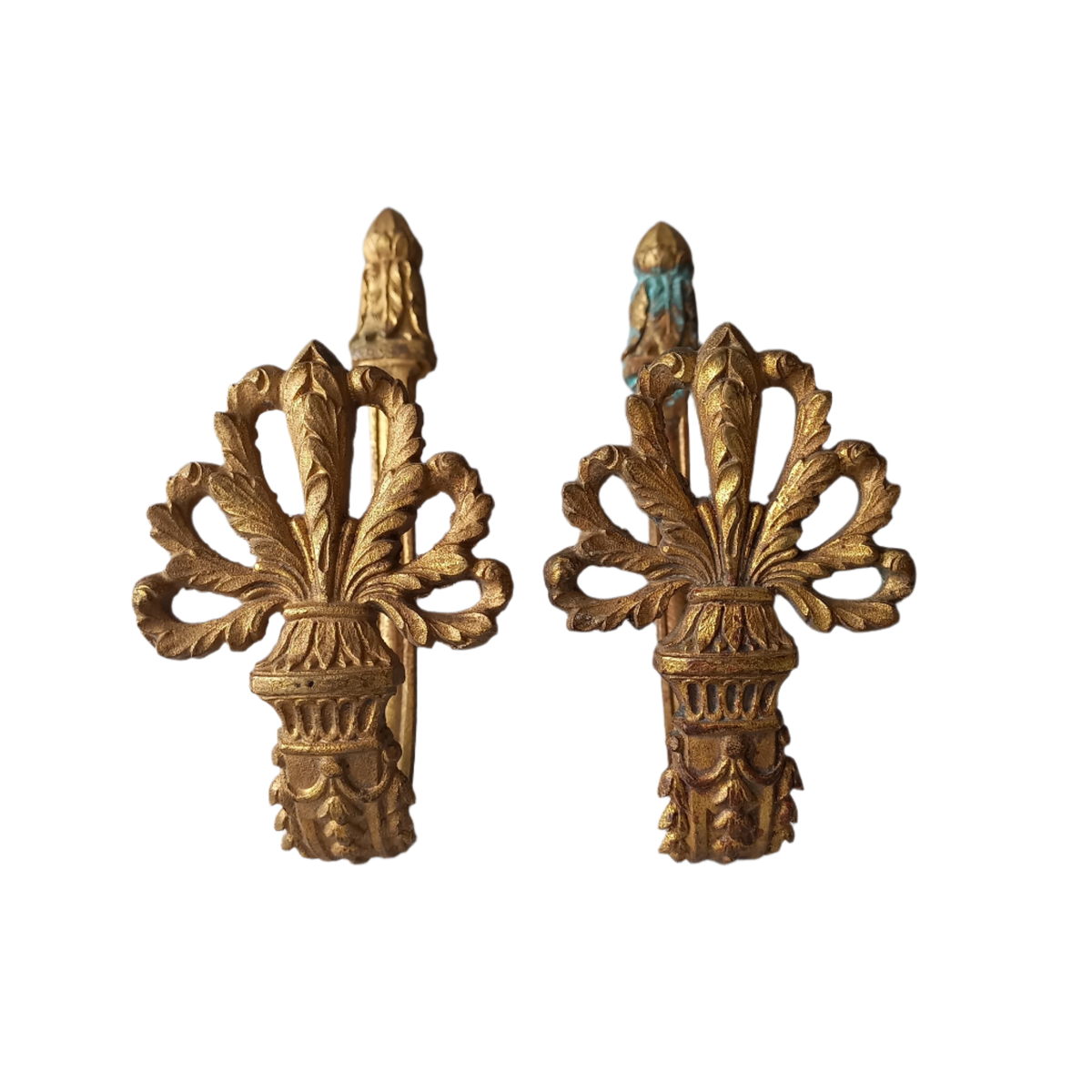 Embrasses ou embrasses de rideaux décoratives anciennes françaises en laiton, bronze