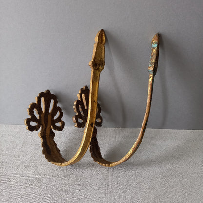 French antique decorative curtain hold backs or tie backs made from brass, bronze