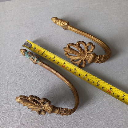 French antique decorative curtain hold backs or tie backs made from brass, bronze