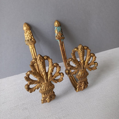 French antique decorative curtain hold backs or tie backs made from brass, bronze